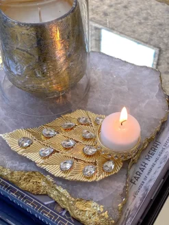 Inspire Me! Home Decor Crystal Oval Tray With Gold Edge Best