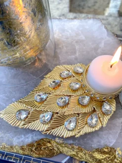 Inspire Me! Home Decor Crystal Oval Tray With Gold Edge Best