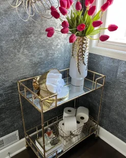 Inspire Me! Home Decor Distressed Gold Bar Cart Online