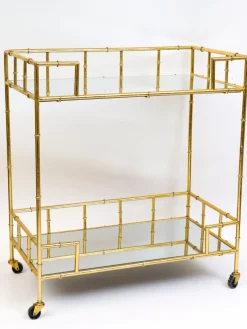 Inspire Me! Home Decor Distressed Gold Bar Cart Online