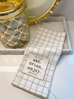 Inspire Me! Home Decor “Eat, Drink, Enjoy” Patterned Kitchen Towel Clearance