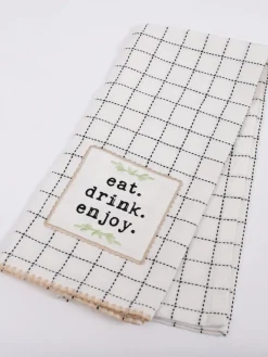 Inspire Me! Home Decor “Eat, Drink, Enjoy” Patterned Kitchen Towel Clearance