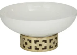 Inspire Me! Home Decor Extra Large White Ceramic Bowl With Gold Cutout Detail Sale