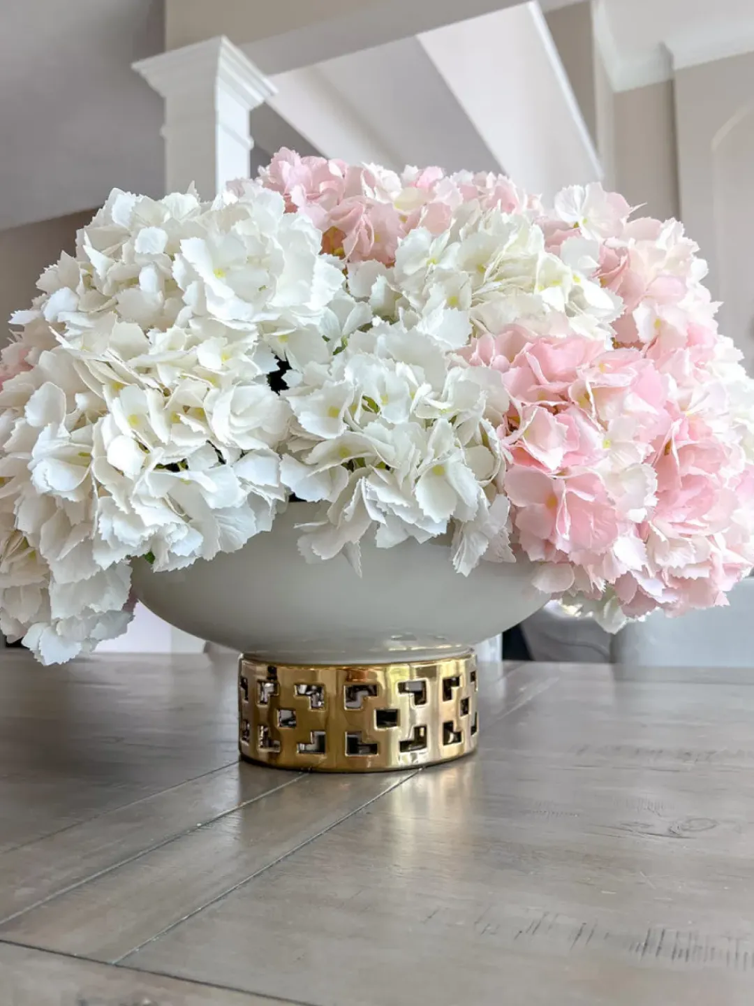 Inspire Me! Home Decor Extra Large White Ceramic Bowl With Gold Cutout Detail Sale