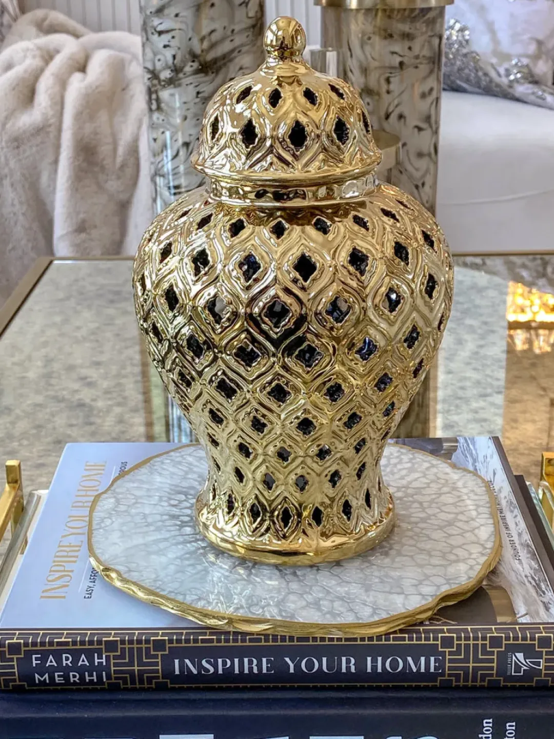 Inspire Me! Home Decor Extra Large 30” High Elegant Pierced Ginger Jar Best