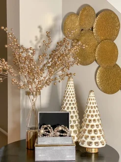 Inspire Me! Home Decor Extra Tall Gold Leaf Stem With Faux Snow Sale