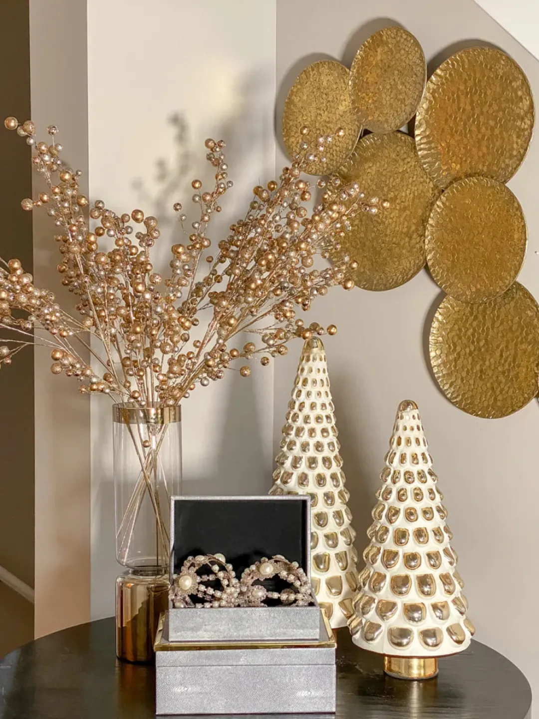 Inspire Me! Home Decor Extra Tall Gold Leaf Stem With Faux Snow Sale