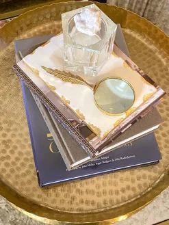 Inspire Me! Home Decor Faux Leather Box Set With Gold Circular Medallion (Set Of 2) Clearance