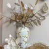 Inspire Me! Home Decor Floral Stems Gold And White Leaf Stem With Bead Detail Sale