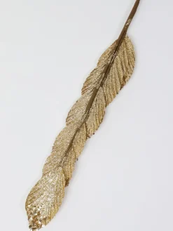Inspire Me! Home Decor Floral Stems Gold And White Leaf Stem With Bead Detail Sale