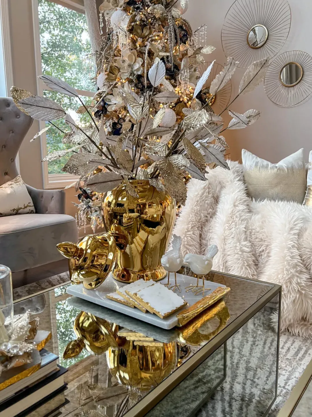 Inspire Me! Home Decor Floral Stems Gold And White Leaf Stem With Bead Detail Sale