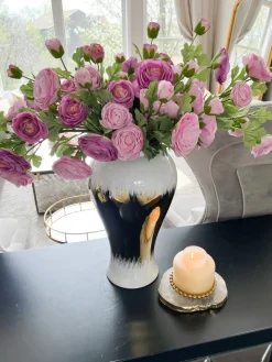 Inspire Me! Home Decor Floral Stems 25″ Peach Real-Touch Triple Bloom Ranunculus Stem New
