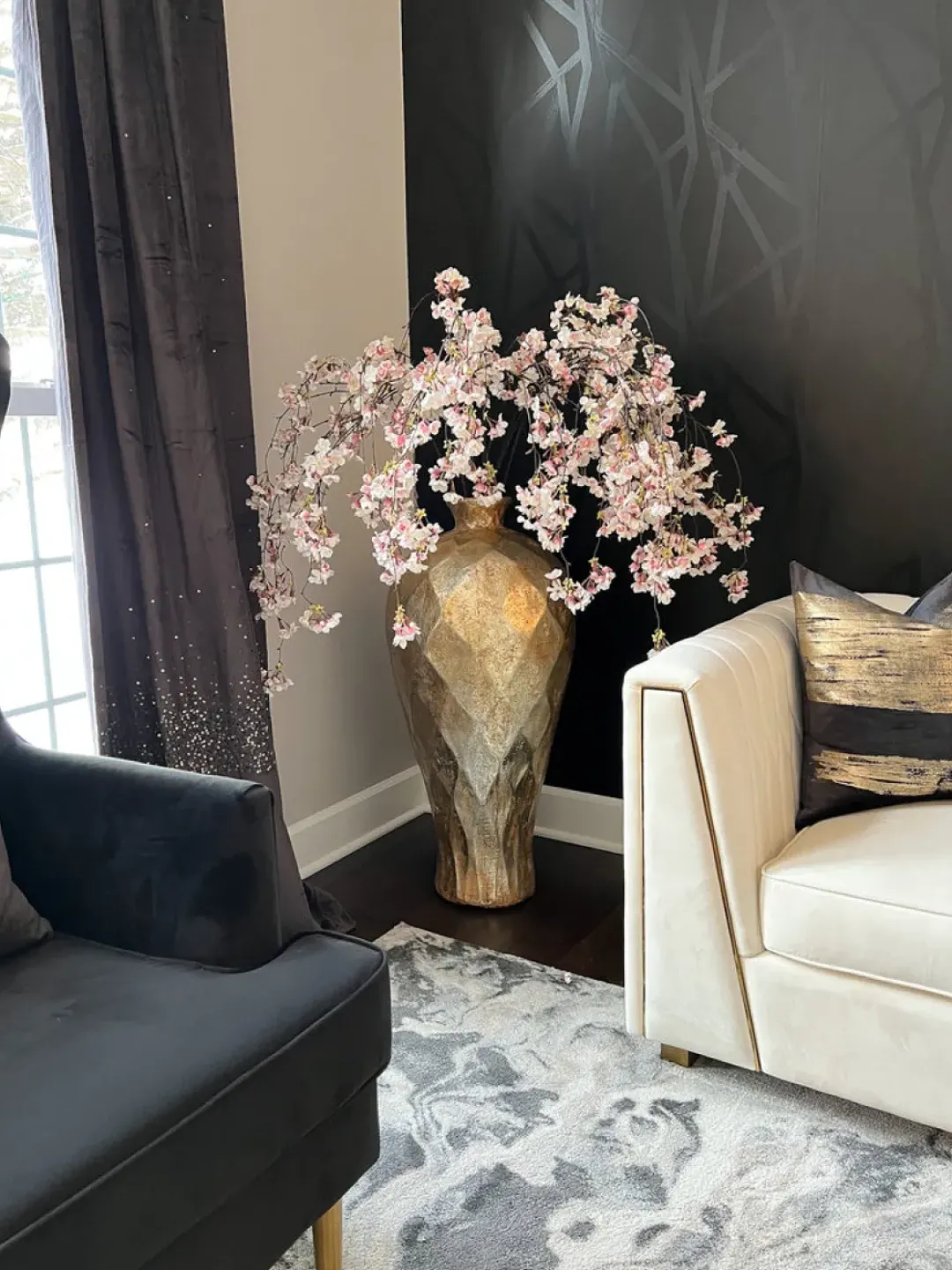 Inspire Me! Home Decor Floral Stems 51″ Pink & Cream Cherry Blossom Stem Outlet