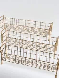 Inspire Me! Home Decor Footed Gold Wired Rectangular Basket (3 Sizes) Discount