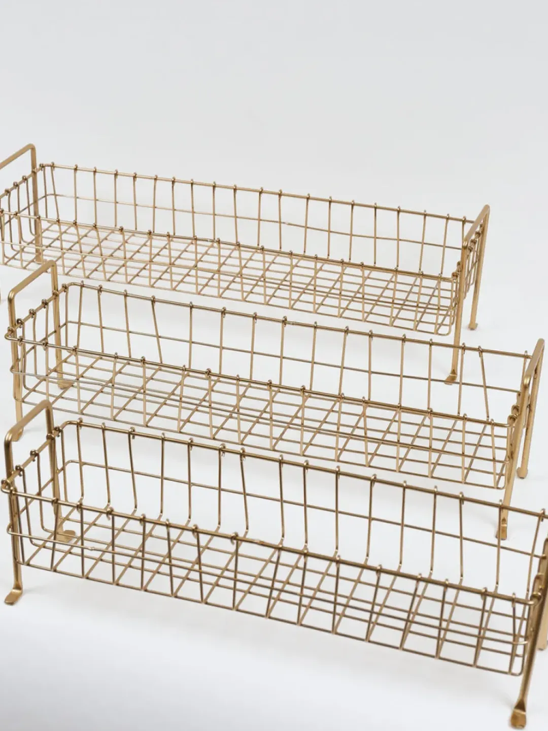 Inspire Me! Home Decor Footed Gold Wired Rectangular Basket (3 Sizes) Discount