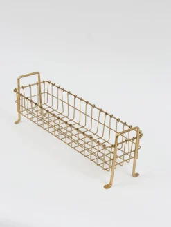 Inspire Me! Home Decor Footed Gold Wired Rectangular Basket (3 Sizes) Discount