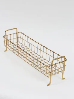 Inspire Me! Home Decor Footed Gold Wired Rectangular Basket (3 Sizes) Discount
