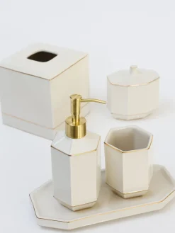 Inspire Me! Home Decor Geometric White Bath Collection (5 Items) Fashion
