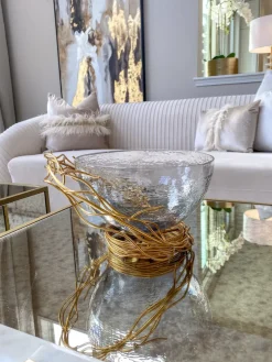 Inspire Me! Home Decor Glass And Metal Spiral Leaf Vase – Gold Best