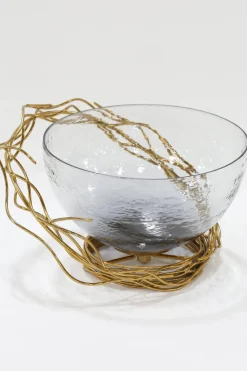 Inspire Me! Home Decor Glass And Metal Spiral Leaf Vase – Gold Best