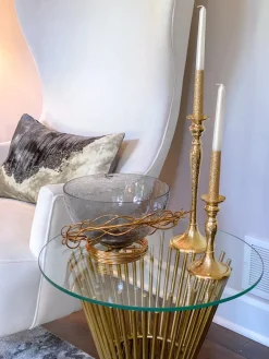 Inspire Me! Home Decor Glass And Metal Spiral Leaf Vase – Gold Best