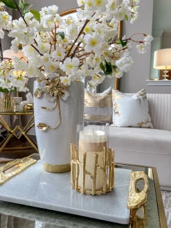 Inspire Me! Home Decor Glass And Metallic Gold Leaf Vase Online