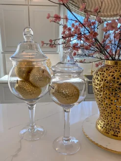 Inspire Me! Home Decor Glass Cake Dome With Gold Mosaic Handle Clearance