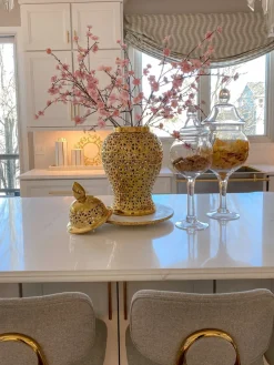 Inspire Me! Home Decor Glass Cake Dome With Gold Mosaic Handle Clearance