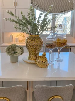 Inspire Me! Home Decor Glass Cake Dome With Gold Mosaic Handle Clearance