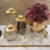 Inspire Me! Home Decor Glass Canister On Gold Twig Base With Marble Lid (3 Sizes) New