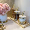 Inspire Me! Home Decor Glass Canister With Gold Detail And Marble Lid (3 Sizes) Clearance