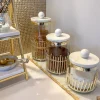 Inspire Me! Home Decor Glass Canister With Gold Lattice Design And Marble And Gold Lid (3 Sizes) Online