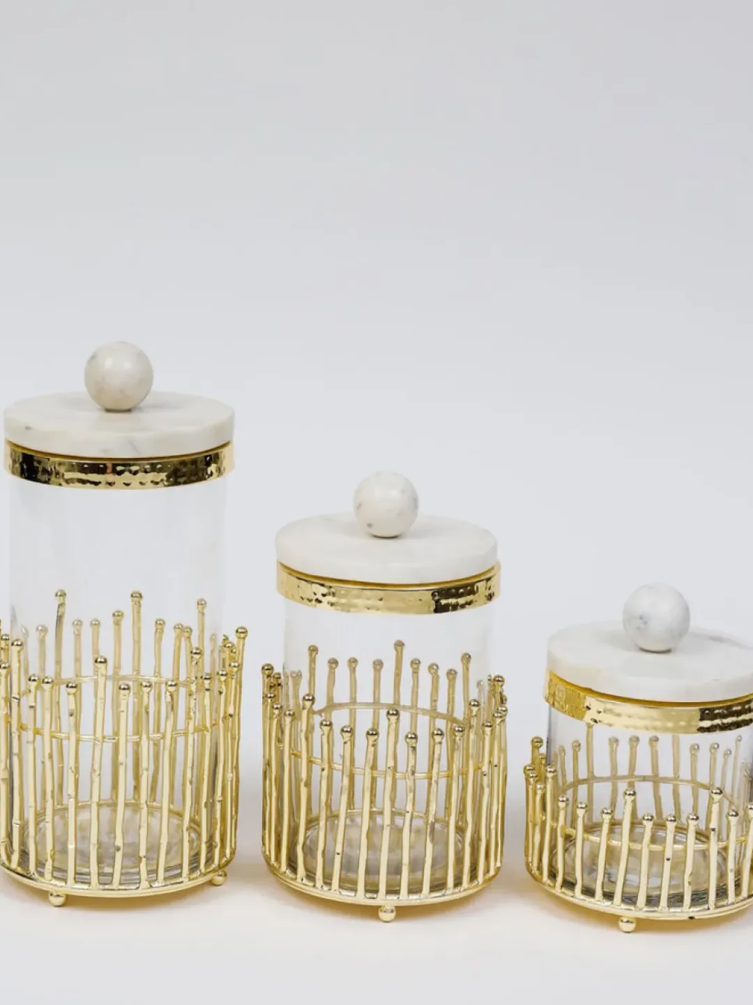Inspire Me! Home Decor Glass Canister With Gold Lattice Design And Marble And Gold Lid (3 Sizes) Online