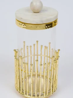 Inspire Me! Home Decor Glass Canister With Gold Lattice Design And Marble And Gold Lid (3 Sizes) Online
