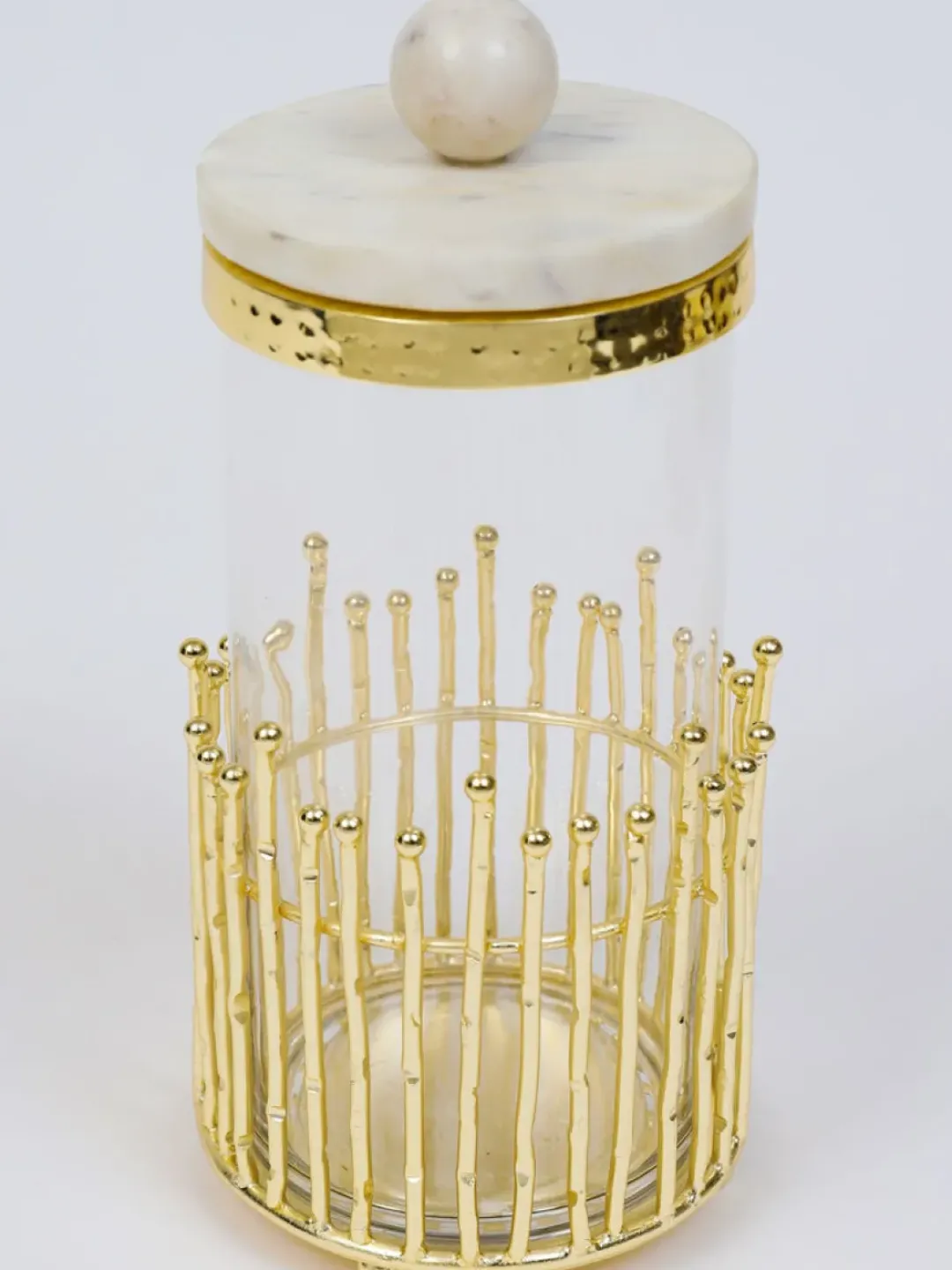 Inspire Me! Home Decor Glass Canister With Gold Lattice Design And Marble And Gold Lid (3 Sizes) Online