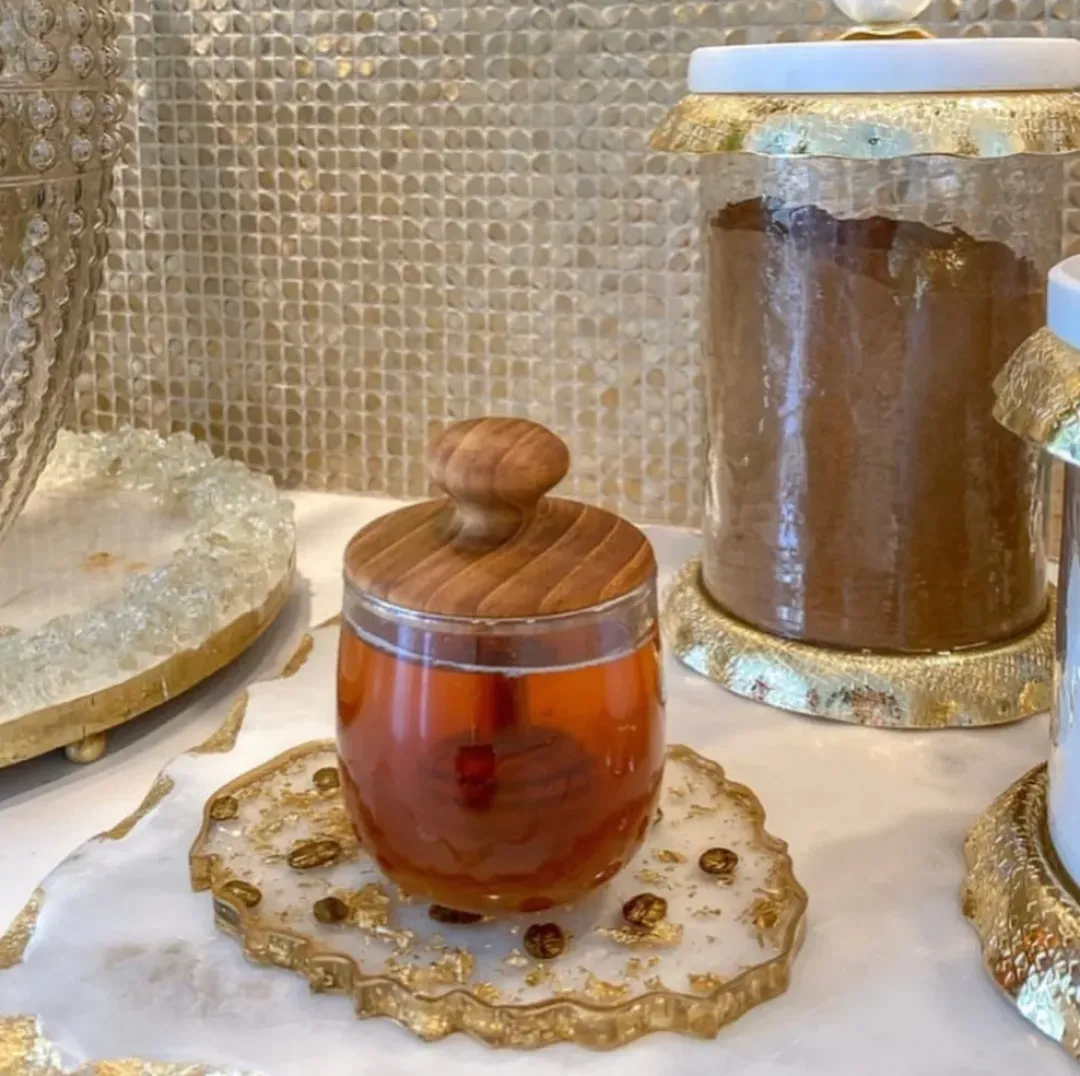 Inspire Me! Home Decor Glass Canister With Gold Leaf Design & Marble Lid (3 Sizes) Best