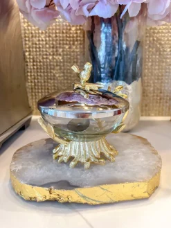 Inspire Me! Home Decor Glass Canister With Gold Metal Branch Design (3 Sizes) Sale