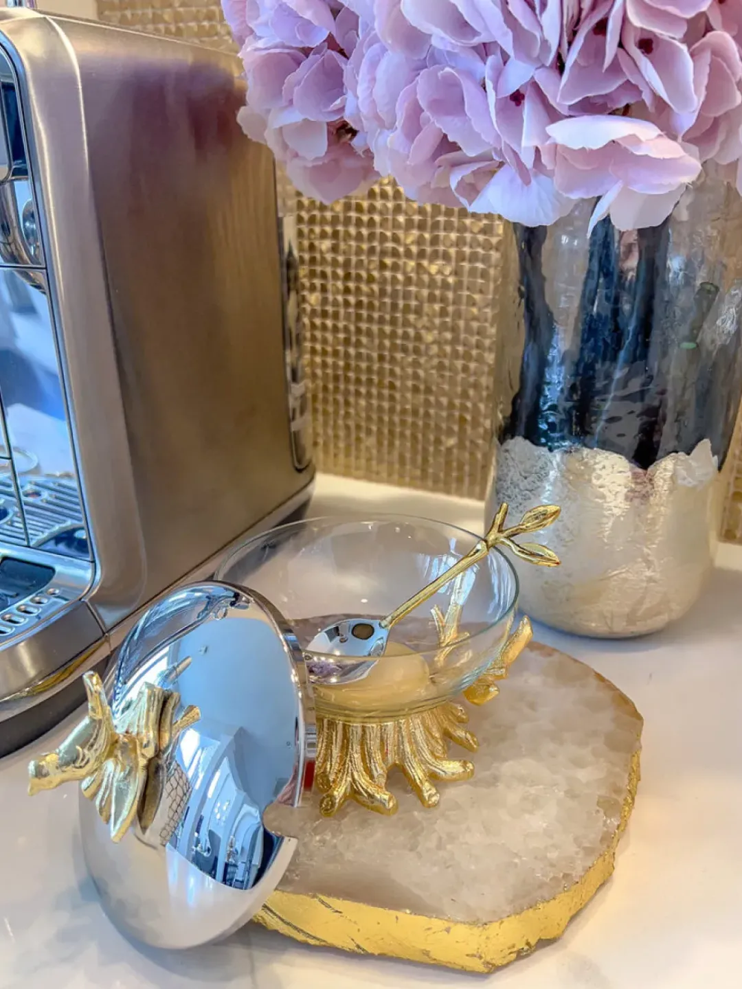 Inspire Me! Home Decor Glass Canister With Gold Metal Branch Design (3 Sizes) Sale
