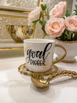 Inspire Me! Home Decor Glass Canisters With Gold Linear Details (3 Sizes) Clearance
