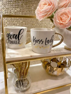 Inspire Me! Home Decor Glass Canisters With Gold Linear Details (3 Sizes) Clearance