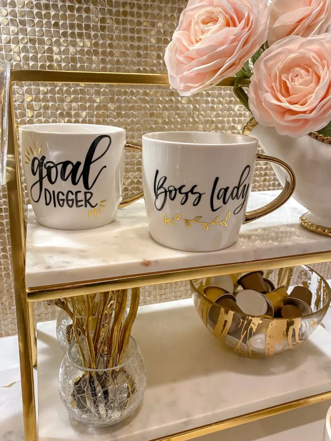 Inspire Me! Home Decor Glass Canisters With Gold Linear Details (3 Sizes) Clearance
