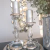 Inspire Me! Home Decor Glass Candle Holder With Gold Metal Floral Details (2 Sizes) Clearance