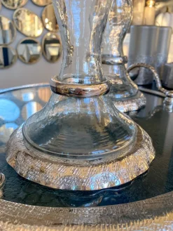 Inspire Me! Home Decor Glass Candle Holder With Gold Metal Floral Details (2 Sizes) Clearance