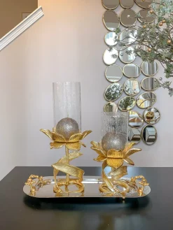 Inspire Me! Home Decor Glass Candle Holder With Silver Ruffle Detail (2 Sizes) New