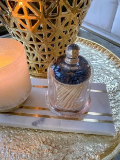 Inspire Me! Home Decor Glass Candle Holders On Gold Floral Stand (2 Sizes) New