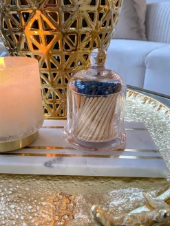 Inspire Me! Home Decor Glass Candle Holders On Gold Floral Stand (2 Sizes) New