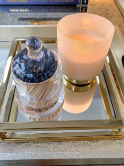 Inspire Me! Home Decor Glass Candle Holders On Gold Floral Stand (2 Sizes) New