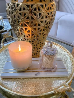 Inspire Me! Home Decor Glass Candle Holders With Gold Ruffle Detail (2 Sizes) Discount