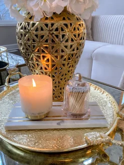 Inspire Me! Home Decor Glass Candle Holders With Gold Ruffle Detail (2 Sizes) Discount