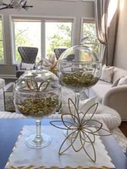 Inspire Me! Home Decor Glass Hurricane/Faux Floral Vase With Gold Twig Design (3 Sizes) Sale